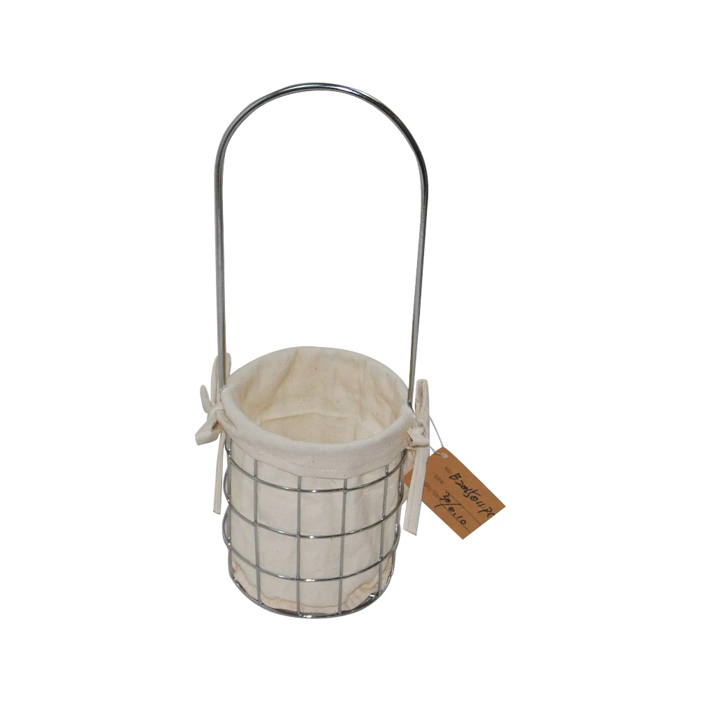 Free Sample Household Storage Kitchen Craft  Metal Bottle Carrier Basket with Handle And Removable Liner For Wine Lovers