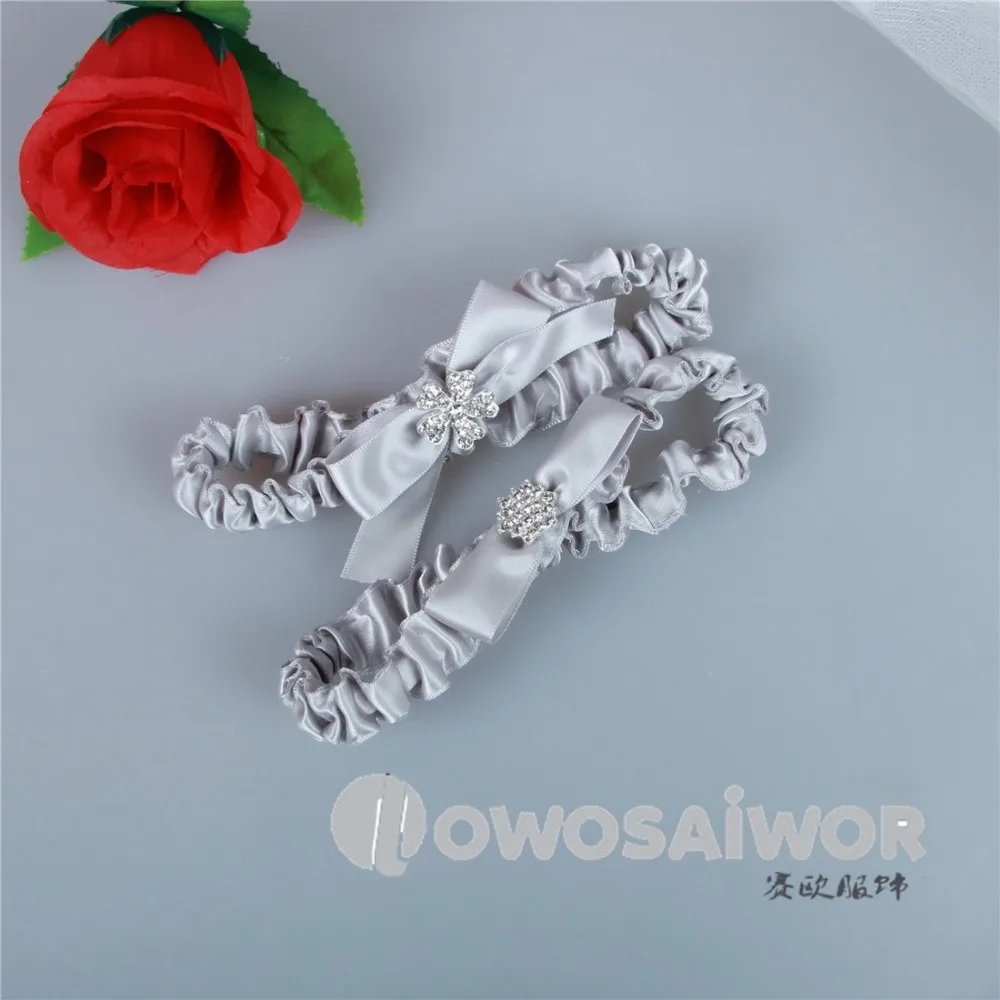 
Gray Ribbon Elastic Ribbon Handmade Wedding Lace Garter Belt Set HT0056 