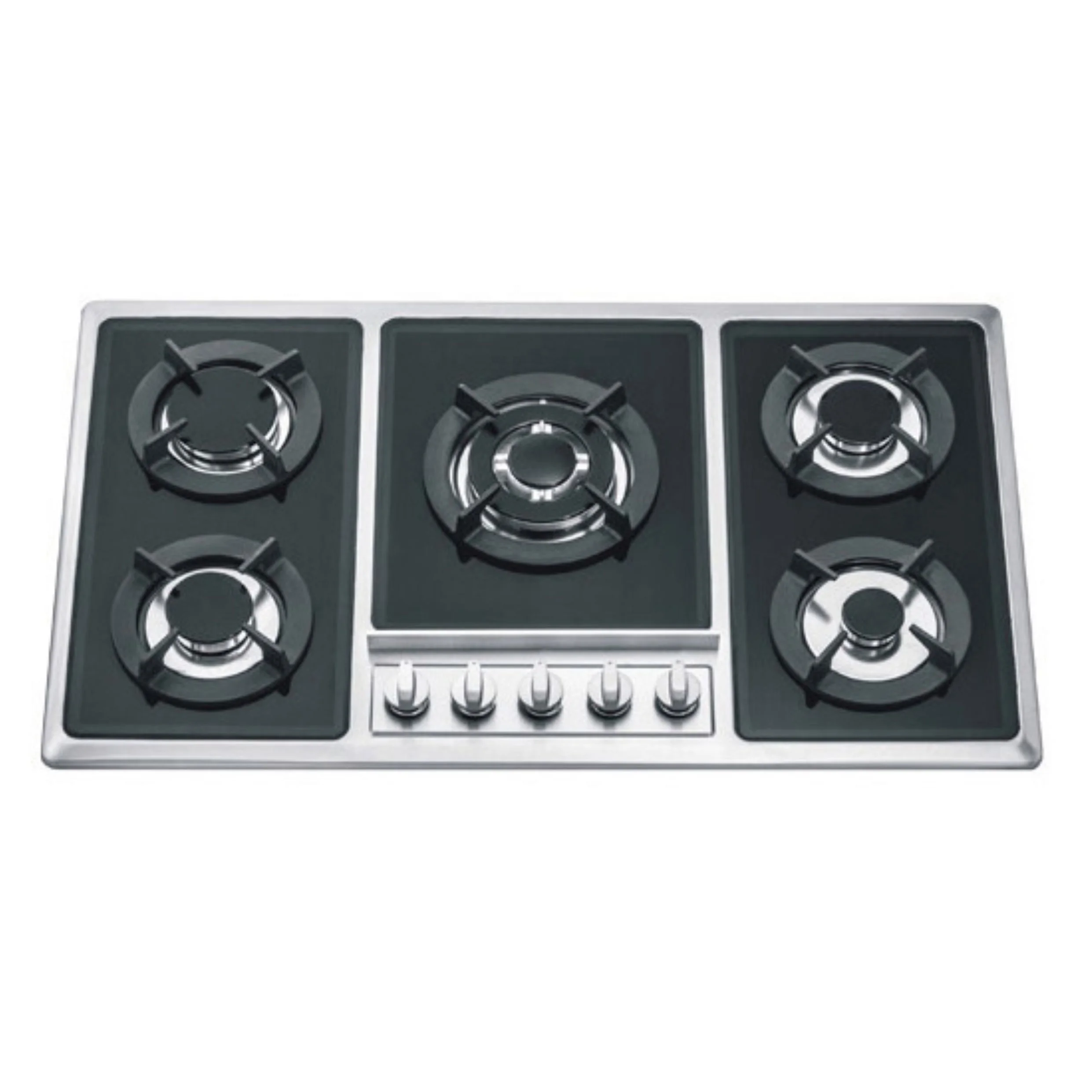 Модная черная закаленная стеклянная Встроенная кухонная газовая плита из нержавеющей стали с 5 горелками