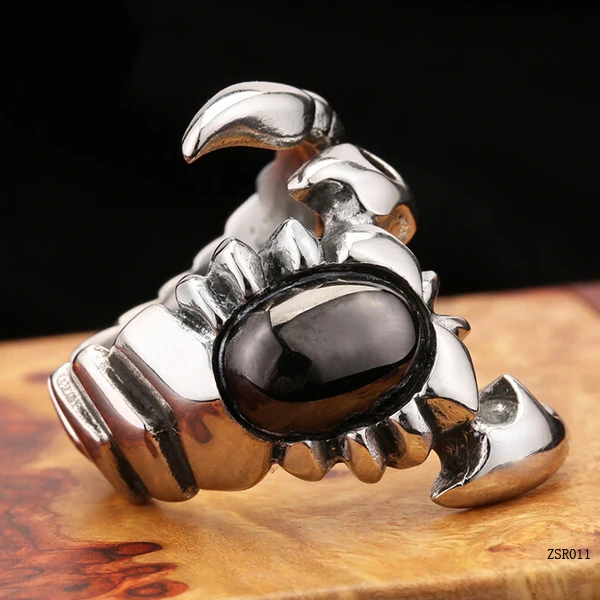 Aliexpress бестселлеров 316L нержавеющая сталь камень открытым скорпион кольцо для мужчин