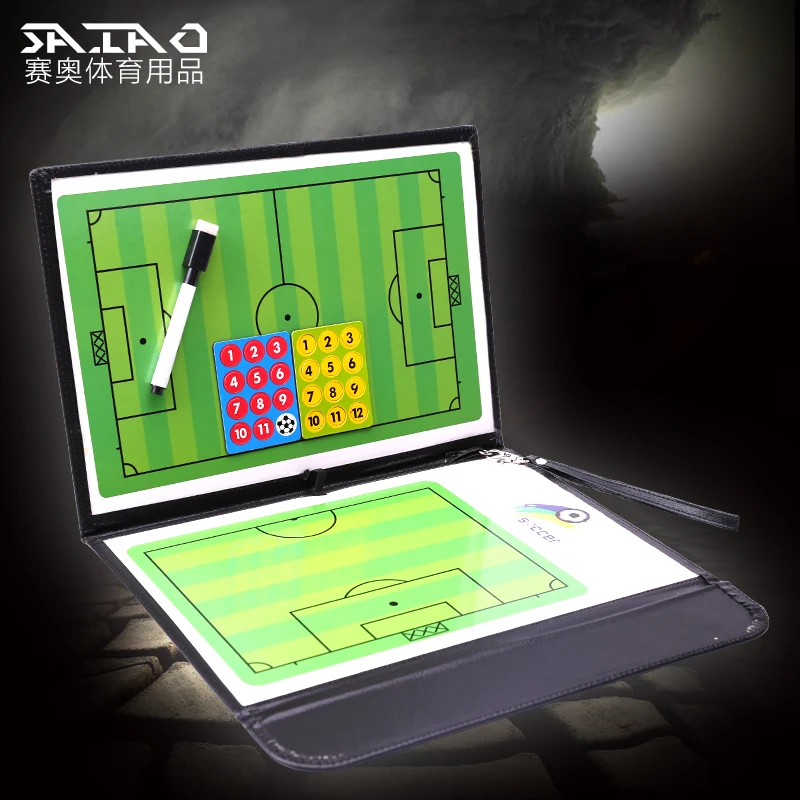 3folding soccerl tactic board with pen , pawns,eraser