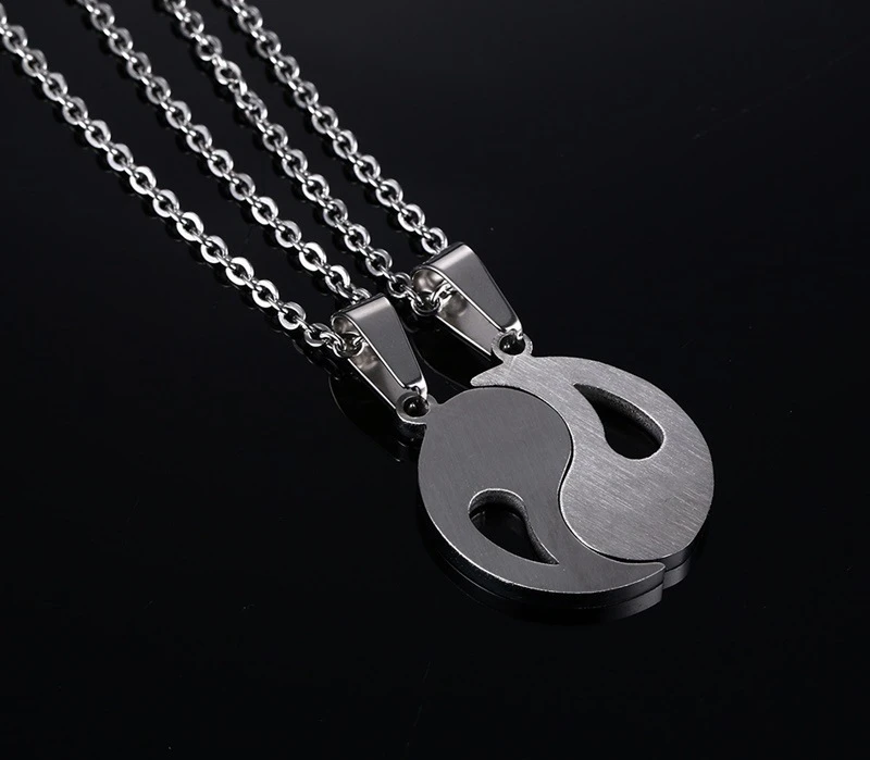 
Ginkgo Jewelry Yin Yang couple stainless steel necklaces with chains G80438 