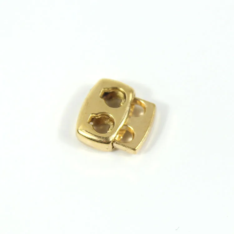 Custom Double Holes Flat Nickel-Free Metal Cord Lock Stopper