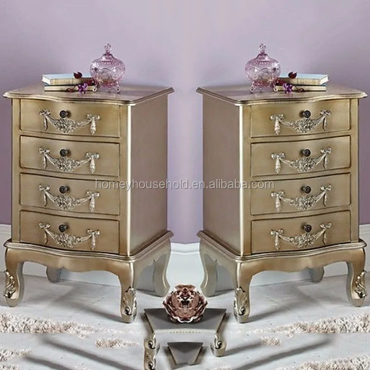 
Bedroom furnitur best sale rubberwood price wooden gold bedside table 