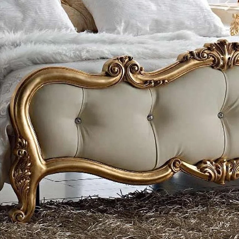 1.8m American style Romantic  Princess bed in  Solid Wood Leather new classical  royal luxury 5 star hotel furniture