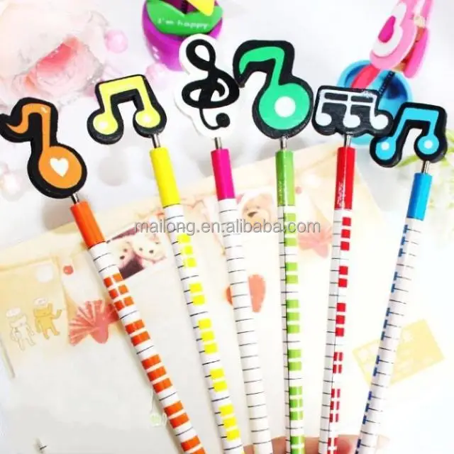 
Wooden pencil cartoon music symbol Creative cartoon Japanese and Korean students stationery 