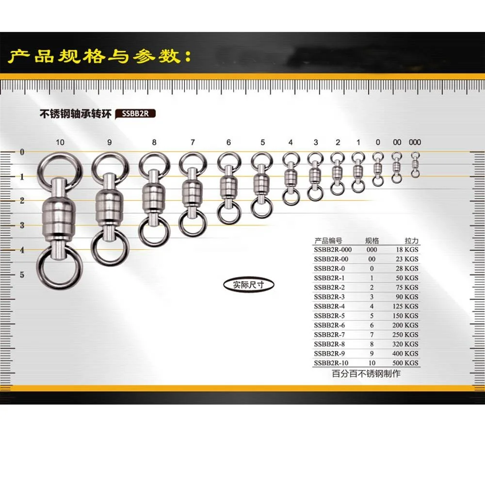 Stainless steel Heavy Duty ball bearing fishing swivel