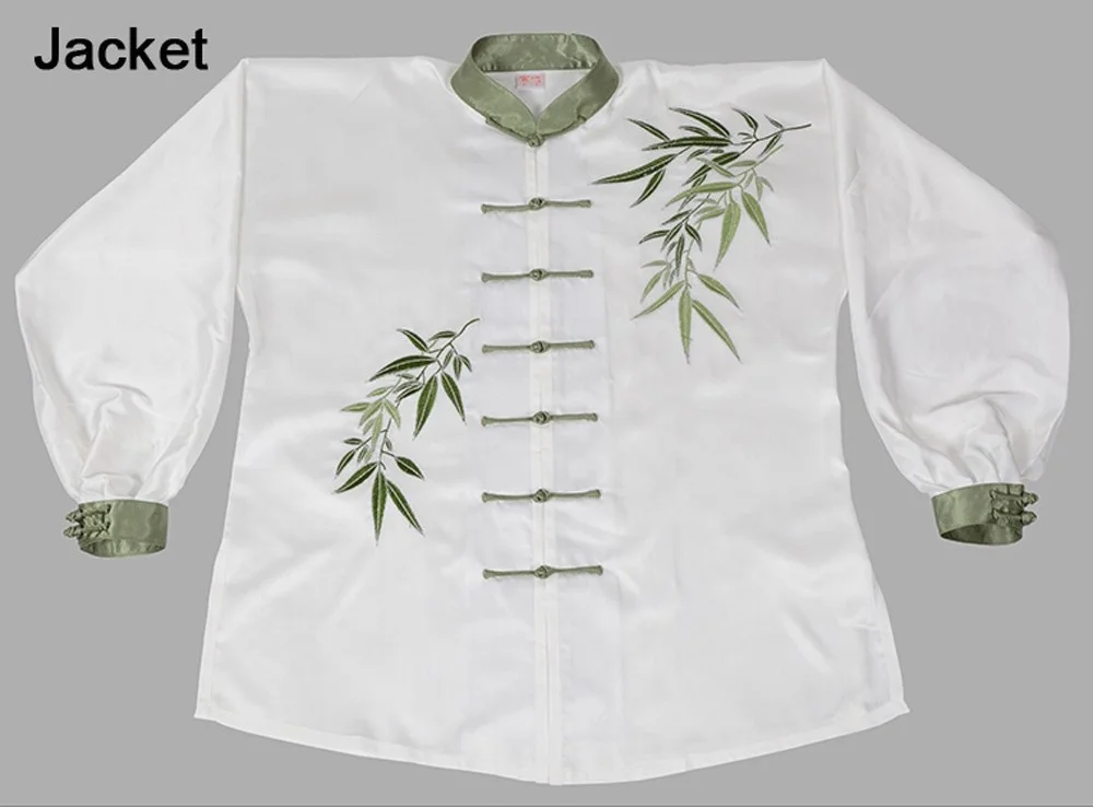 Embroidered Bamboo Tai Chi Suit Kung Fu Performance Clothing Women Morning Exercise Chinese Martial Art Uniform