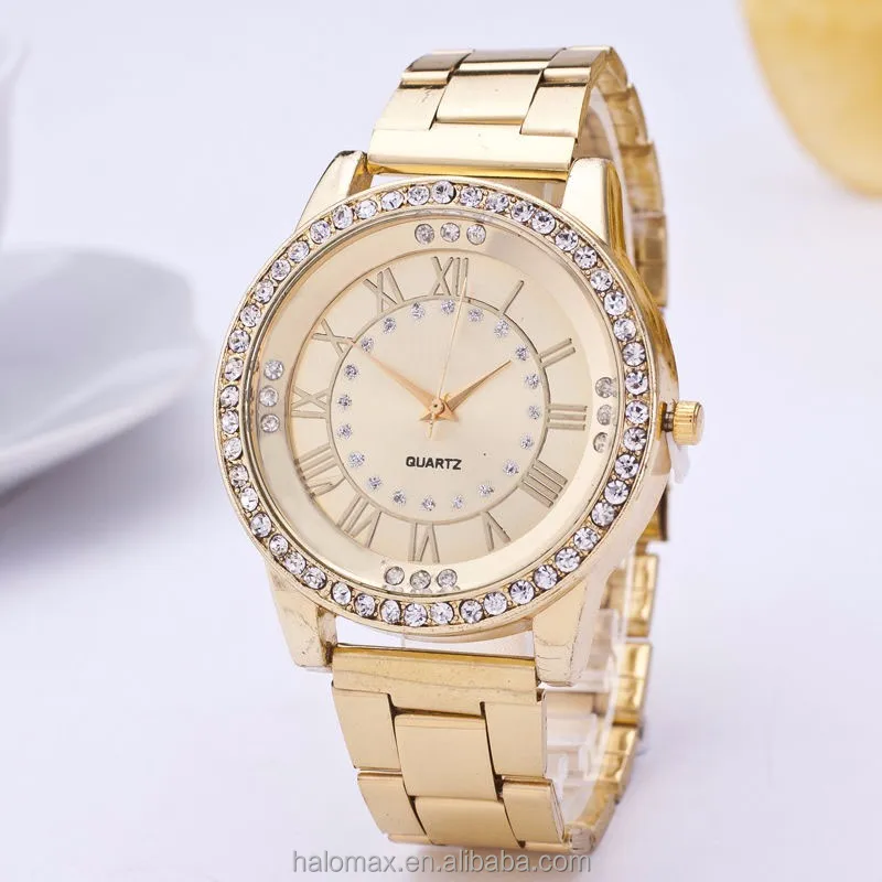 
Luxury Classic Vintage Gold Ladies Watch top brand Fashion Female Crystal Casual Watch Analog Stainless Steel New Quartz watch 