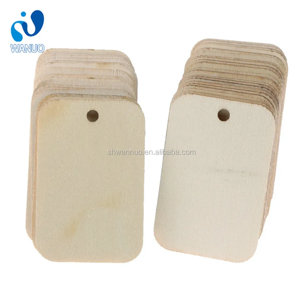 Wanuocraft Natural Blank Wooden Hanging Tags for Christmas Wedding Gift Tags with Rope