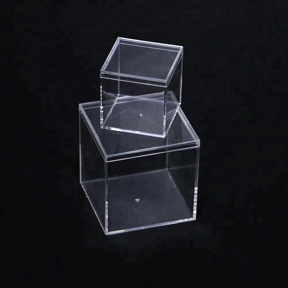 Transparent Cake Favor Boxes Acrylic Hard Candy Gift Box Clear Plastic Gummy Bears Candy Cube Box