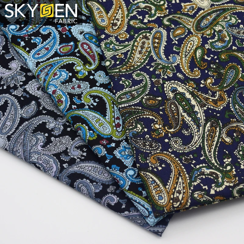 Popular 100% Cotton Plain Floral Shirting Fabric Cashew Printed Cloth