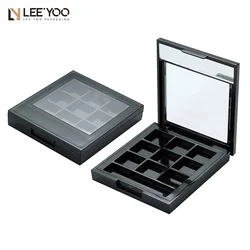 New square 9 colors empty eyeshadow palette and window eye shadow case plastic eyebrow case cosmetics packaging