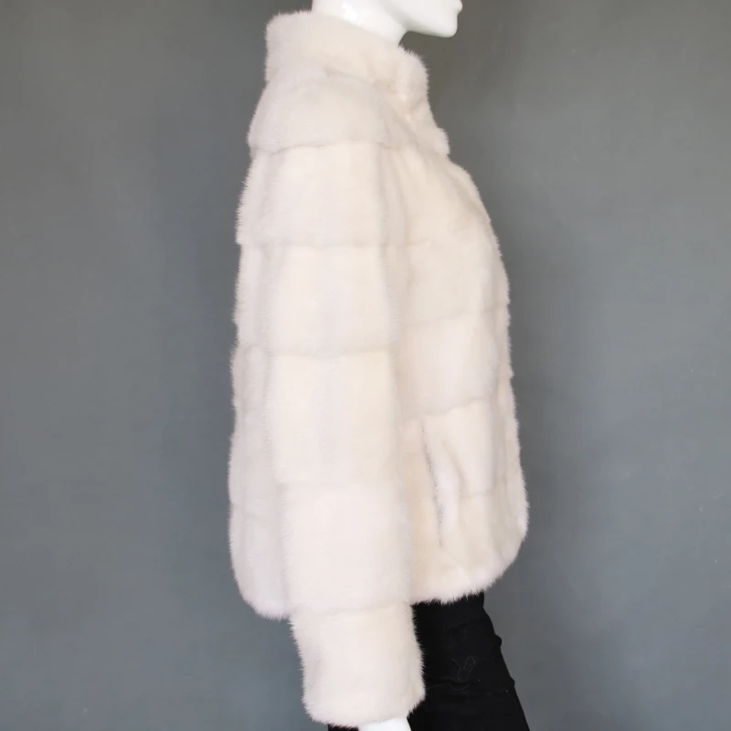 Real mink fur coat white color genuine mink fur jacket for women winter