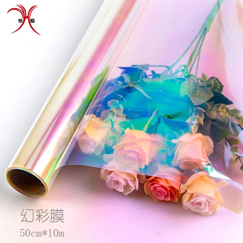 New Product Iridescent Cellophane Rainbow Paper for Wrapping Flower Bouquet Packaging Material celloline