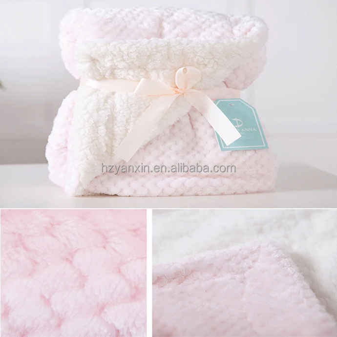 Eco-friendly super soft 100 polyester microfiber fleece baby blanket jacquard coral fleece sherpa blanket kids waffle blanket