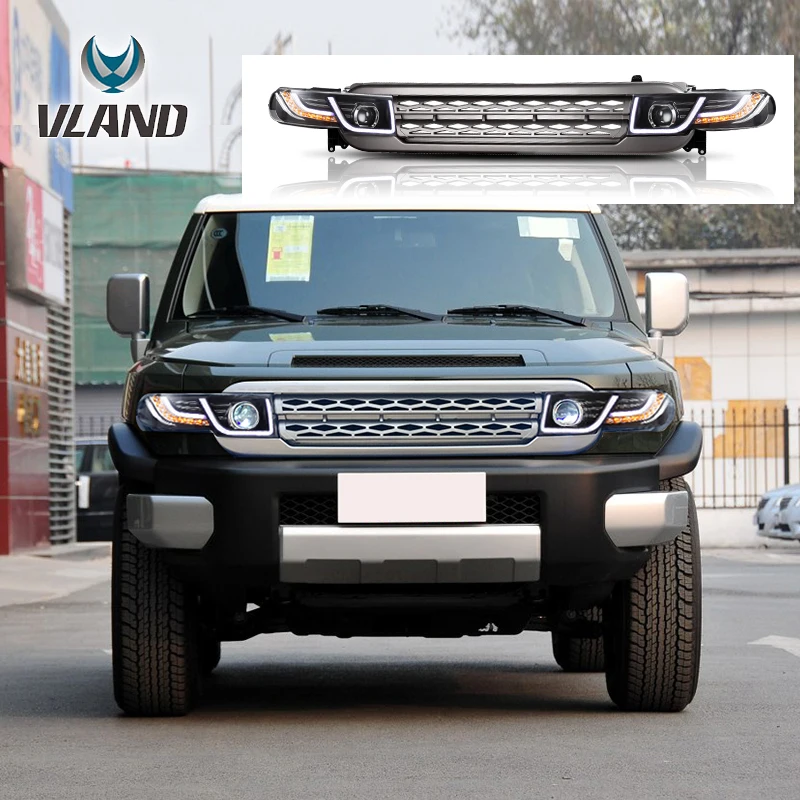 vland factory wholesale manufacture LED Headlights&Grilles For Land-Rover Style FJ Cruiser 2007-2014 Dual-Beam Projector