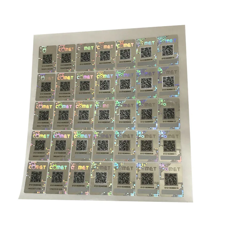 customized hologram sticker printing with QR-code serial number  and unique code