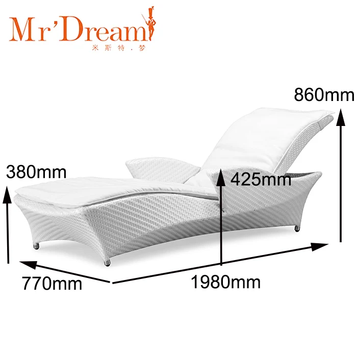 Quality-assured project popular UV resistant outdoor rattan poolside chaise lounge sun lounger