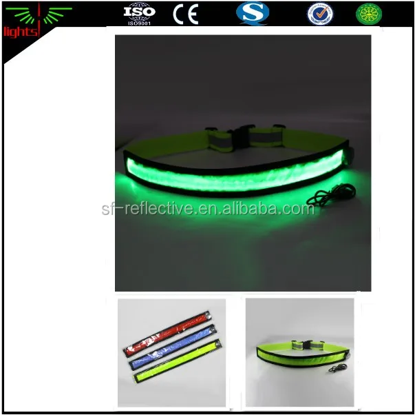 usb led rechargeable luminous adjustable reflective outdoor running cycling sports safety flashing light up elastic waist belt