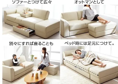 Multifunction sofa foldable bed bedroom furniture sofa cum bed designs low to floor,with storage and ottoma