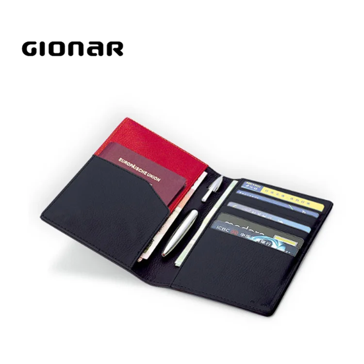 Luxury High End Mens Unique Black Leather Travel Wallet Slim Passport Holder