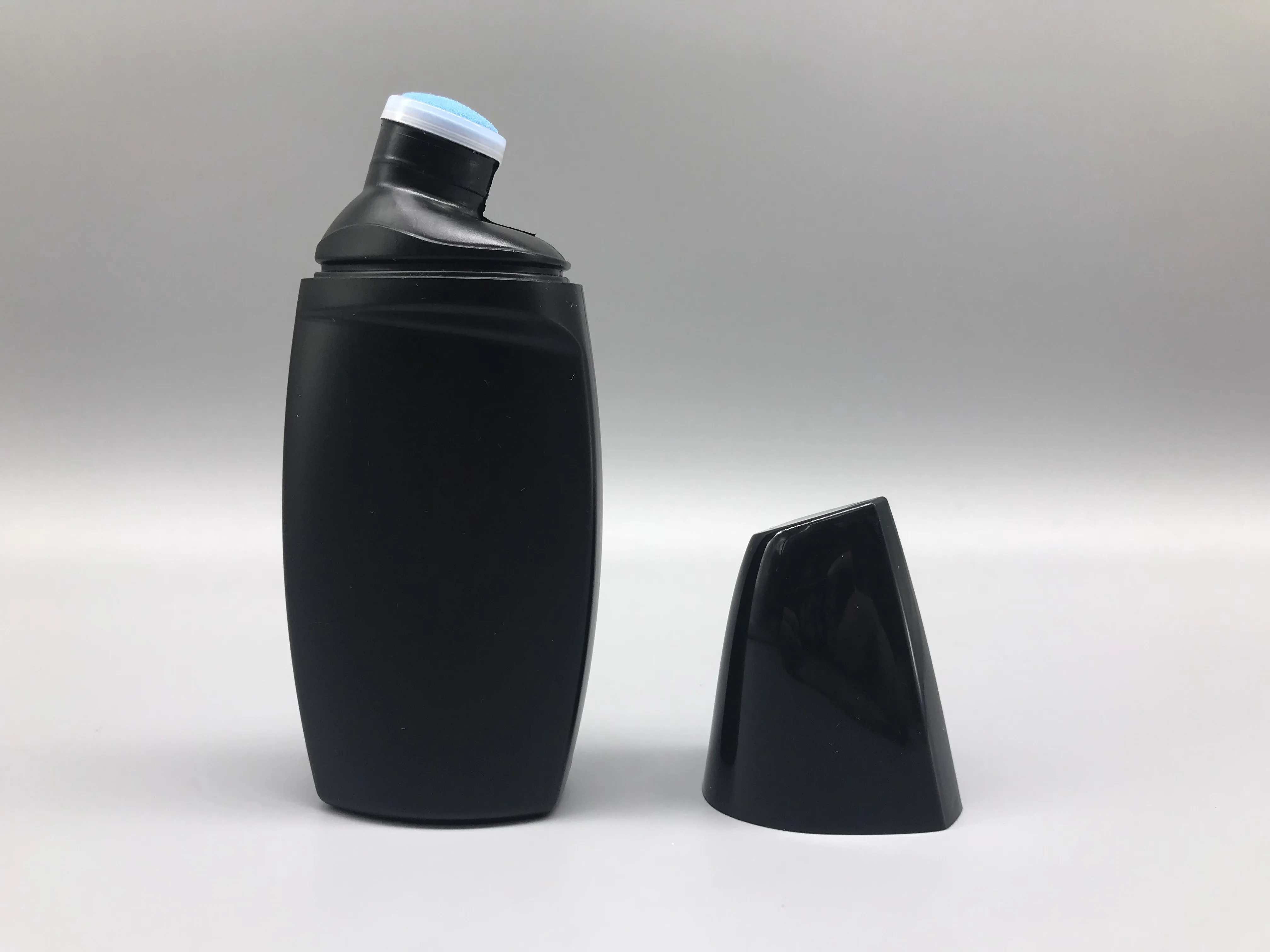 Perfect PE 3oz 100ml plastic black shoe polish cream bottle with sponge applicator