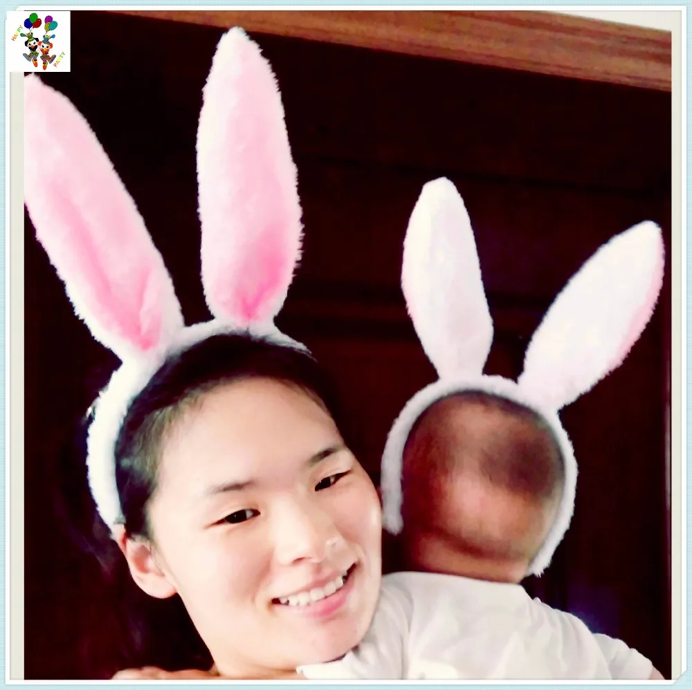 Cheap Easter Party Animal White Fur Pink Rabbit Bunny Ears Headbands HPC-0744