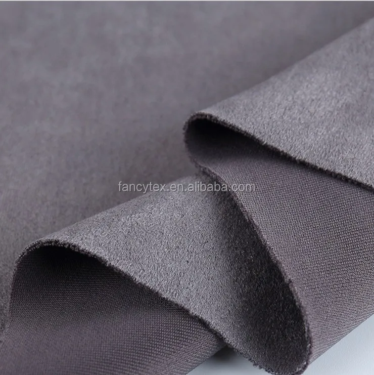 
suede fabric spandex jersey knitting fabric glass upholster faux suede 2/4 way stretch fabric 