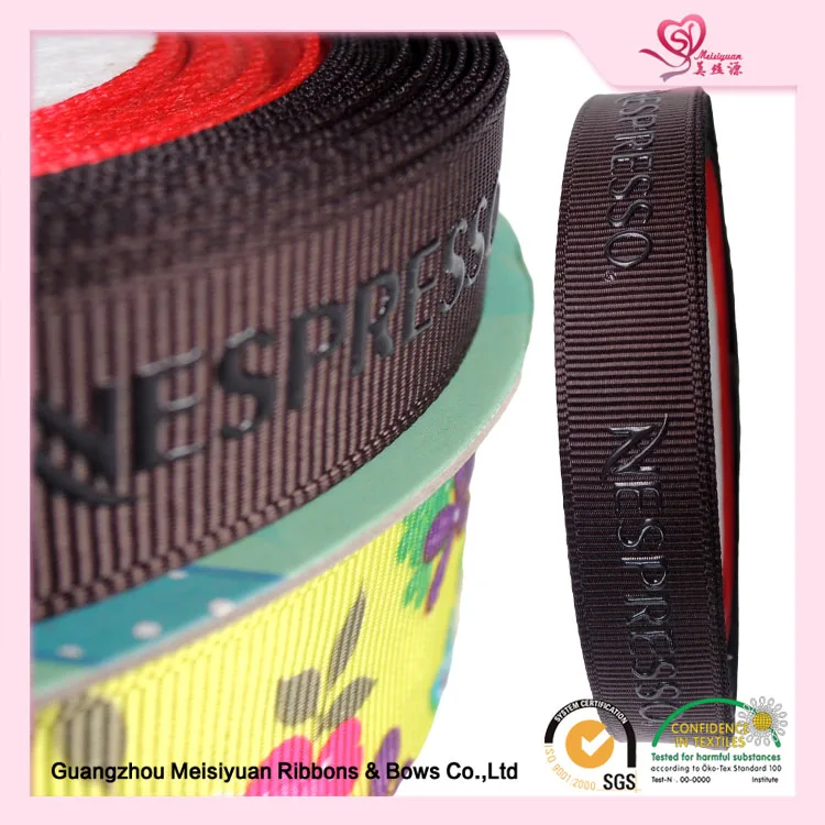 Pre Made Ribbon For Gift Wrapping Customised Ribbon Printed Logo Webbing With Silicone Print