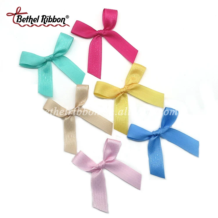 2018 popular wholesale small satin bows/make satin ribbon bow/pre-made ribbon bow