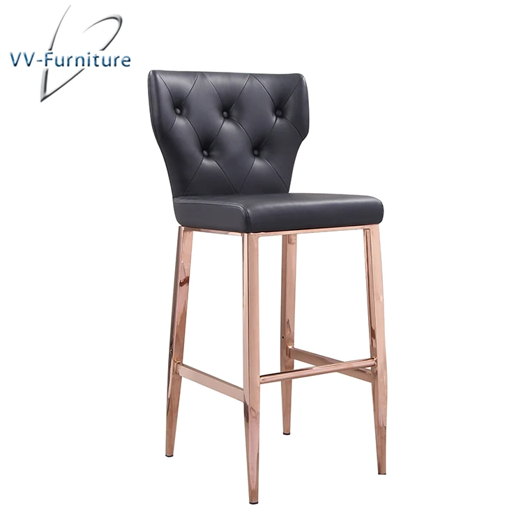 
high back leather seat bar chair gold 