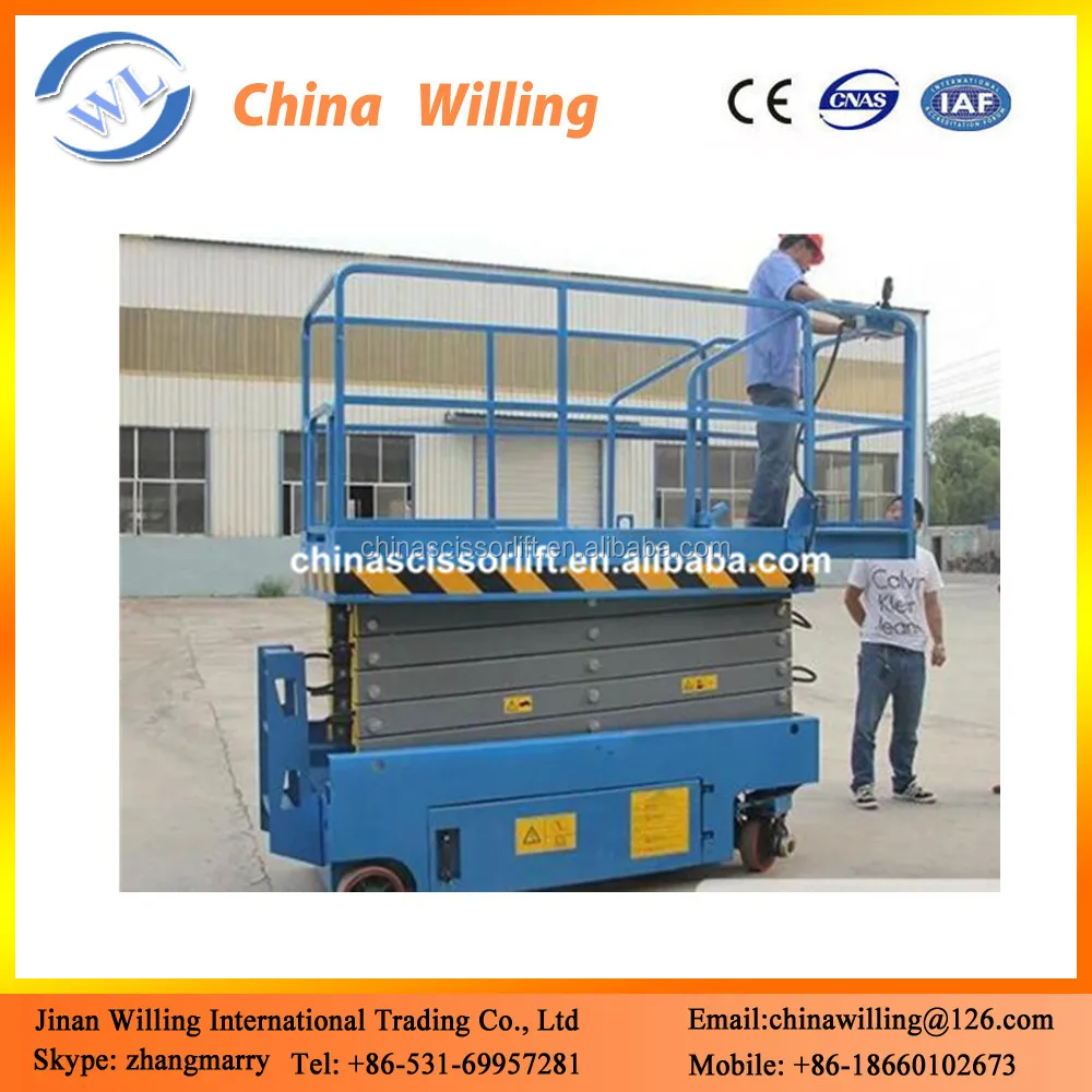 Electric moving scissor elevator mini self-propelled scissor elevator