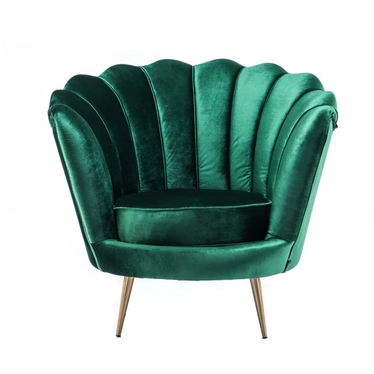 Green big size round armchair accent chair, comfortable soft sofa, home furniture
