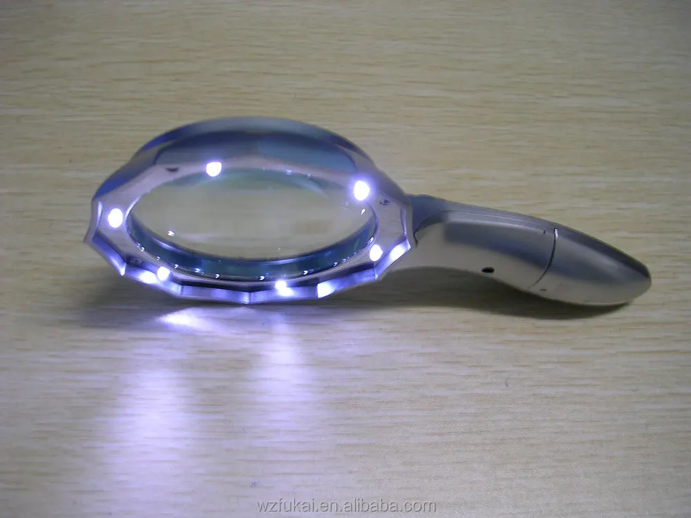 Handheld high quality bright LED light Magnifying Glass for reading magnifier 6x65MM