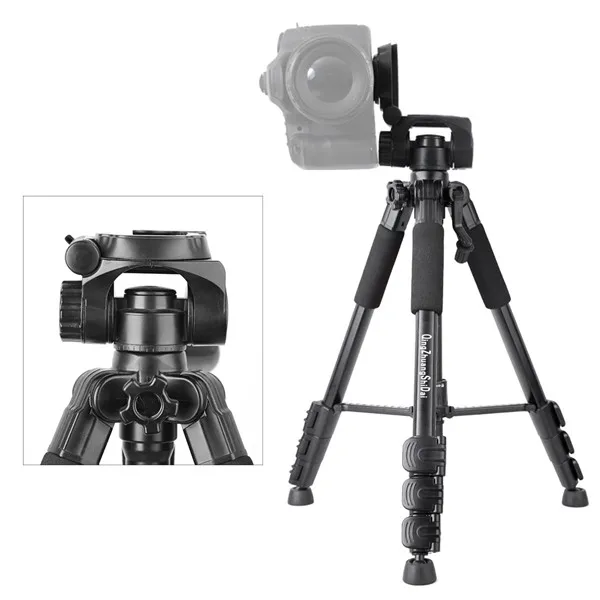 Professional QZSD Q111 Aluminum Portable Tripod with Q08 Rocker Arm Ball Head for  SLR Camera