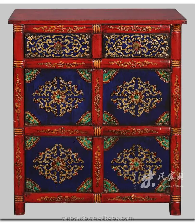 Тибетская окрашенная мебель, античная стойка для обуви, деревянный шкаф для хранения