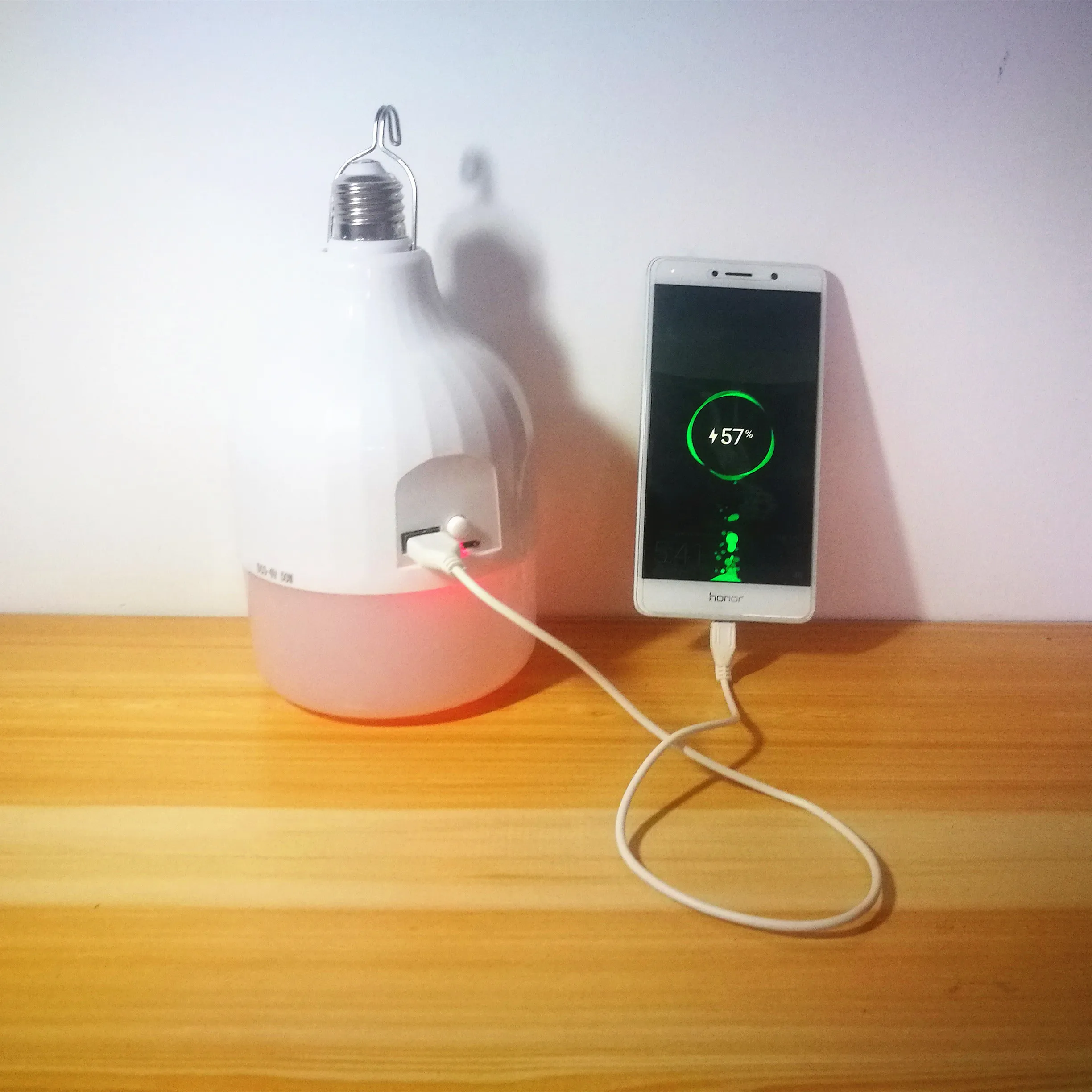 Portable Rechargeable LED Bulb 6000mAh Li-ion Battery Charging Function Camping Light