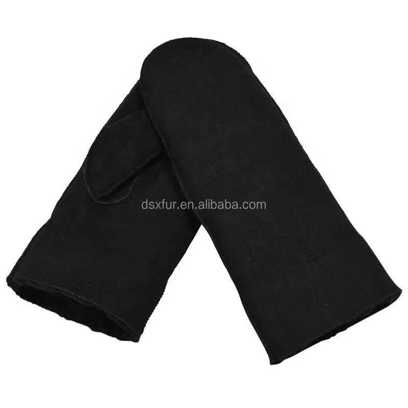 
Cheap price Winter warm genuine sheepskin fur leather women patterned mittens gloves 