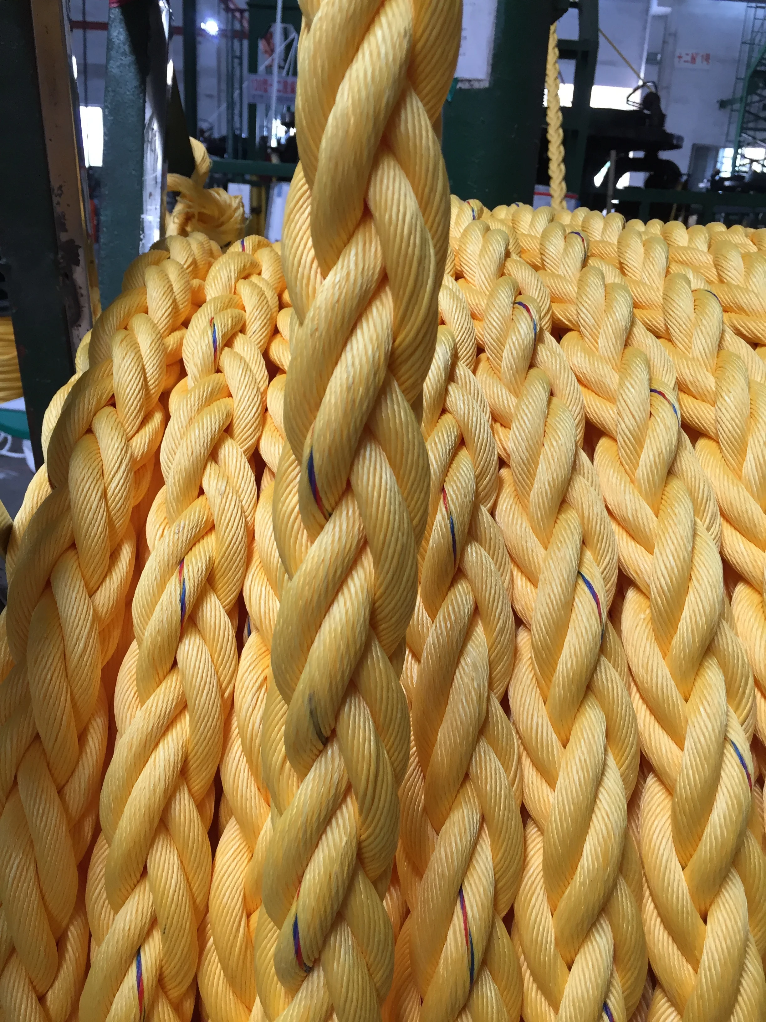 (FBR POWERDAN) pp danline rope 8 strands polopropylene  yellow color for ship mooring