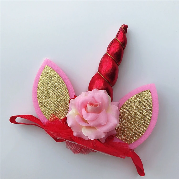 Baby Bow Hair Accessory Car Ear Unicorn Party Custom Elastic Headband