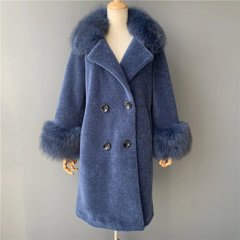 Mao Mao Fur Hot Sell Fashion Women Real Sheep Wool Coat Winter Warm Teddy Bear  Coat for Women