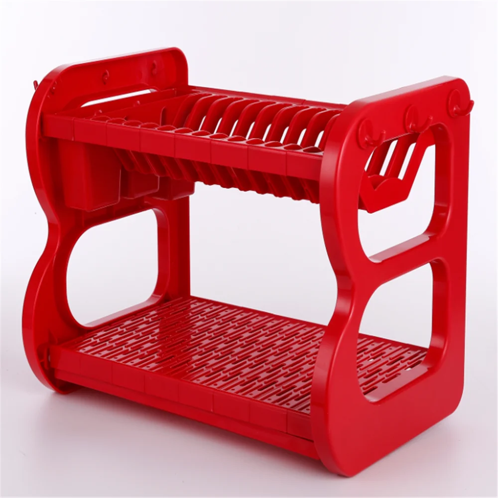 
multicolor dish drying rack plastic with cutlery holder 