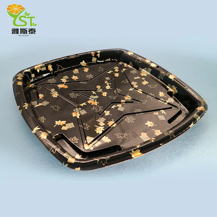 Цена завода элегантный вынос площади суши лоток пластиковые одноразовые замороженных продуктов лоток