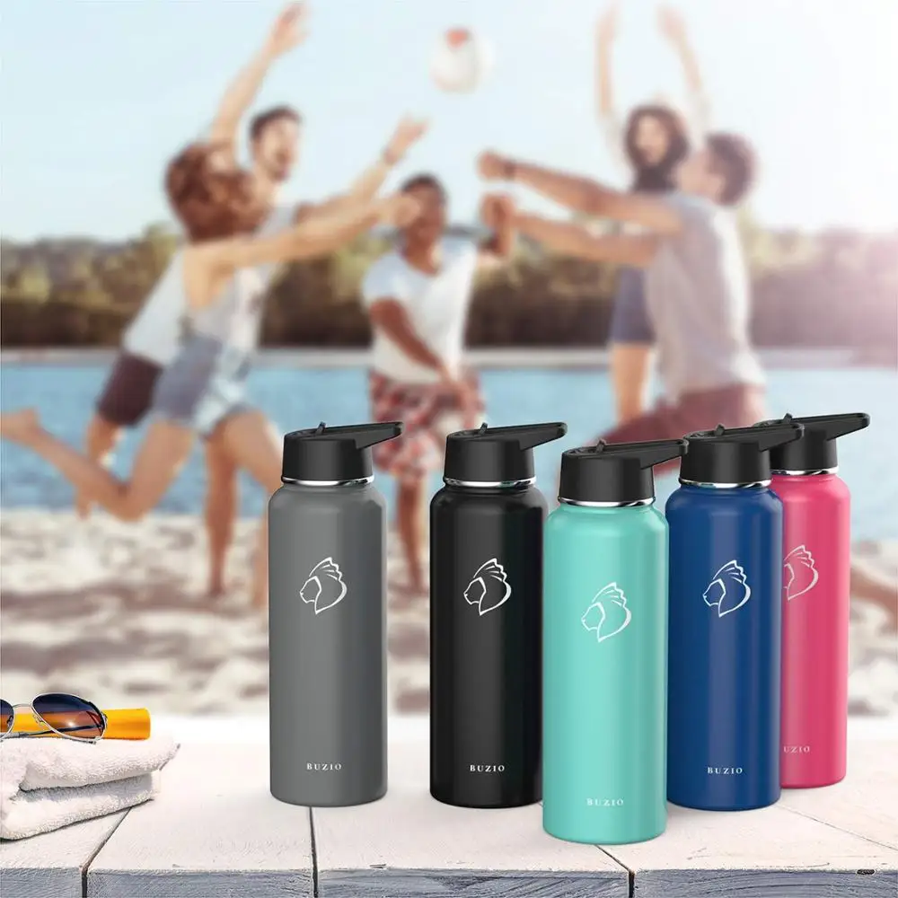 Customized double lawyers stainless steel vacuum flask with straw cover
