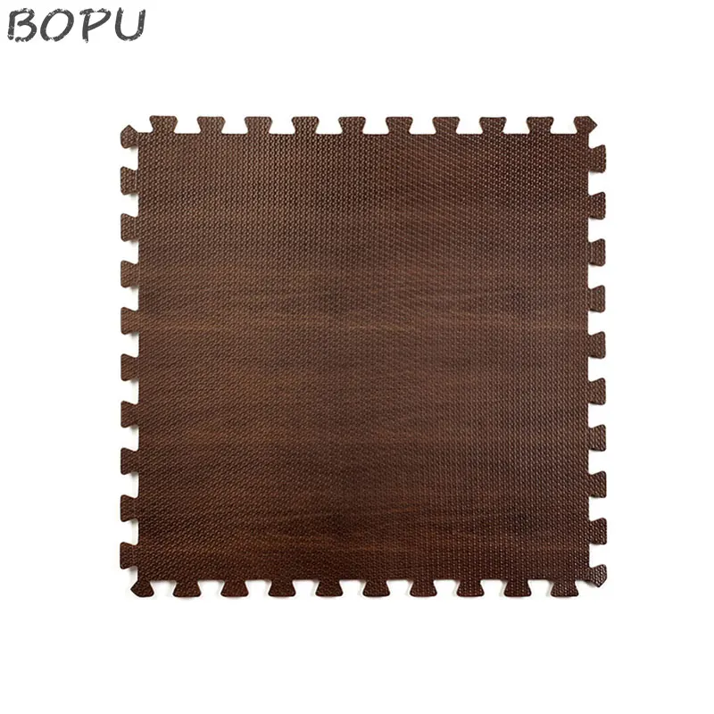
kids eco friendly lightweight plastic wood grain puzzle play floor mat 