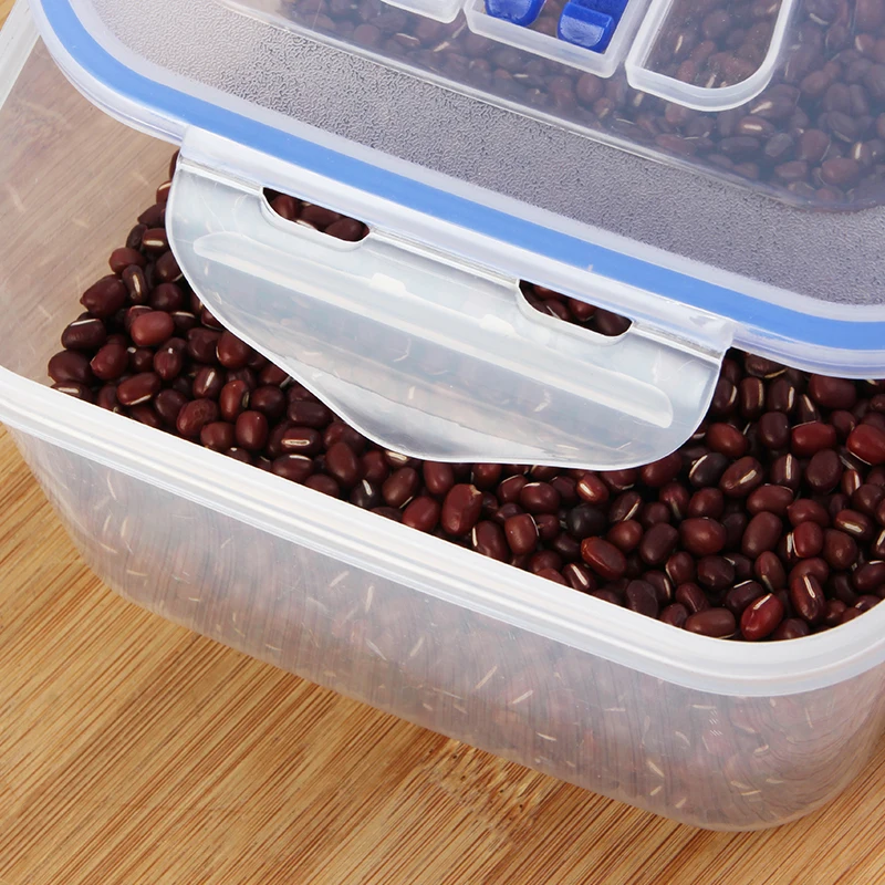 2400ml airtight picnic easy-carry pickle storage box transparent plastic PP food container with handle and snap lock