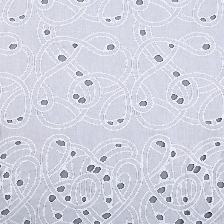 New arrivals combed eyelet voile white cotton embroidery fabric with hole
