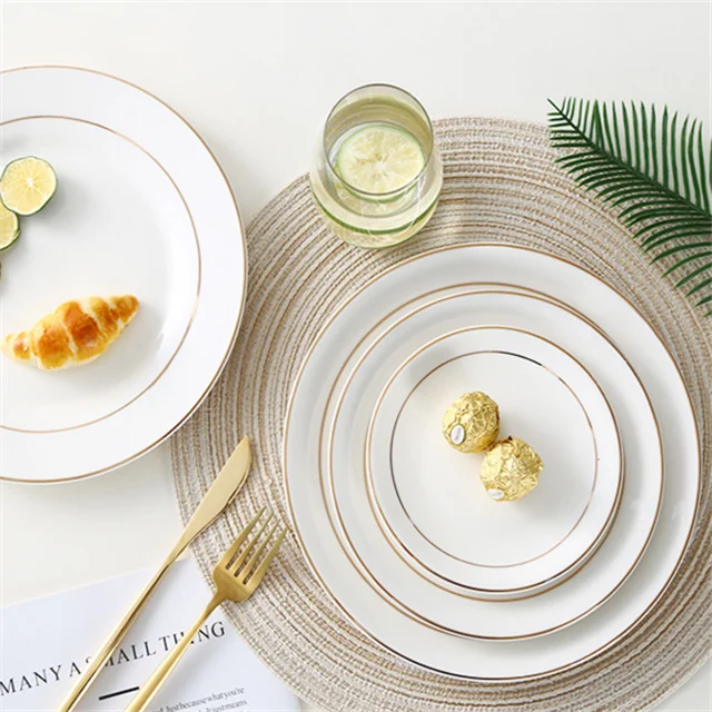 Hot selling Creative New Product Luxury Gold Rim Bone China Charger Plates/dishes