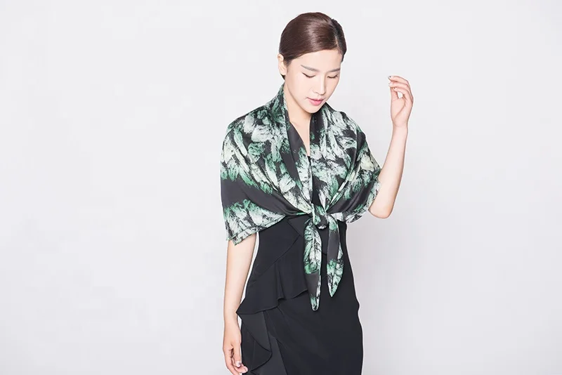 Custom Printed Fashional Checked 100%Silk 90 X 90 Scarf Shawls And Scarves Silk Scarf